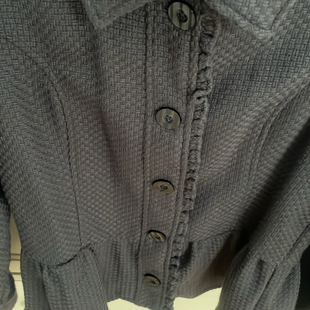 Decree Jacket Blazer Ruffle Basketweave in Gray Size XL Juniors - Picture 3 of 13